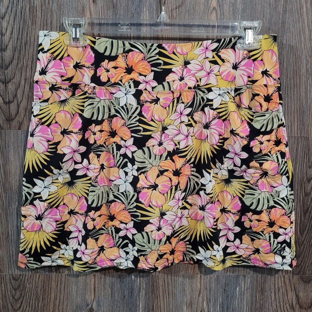 Tribal Sport Activewear Skort Sz L Multicolor Tropical Floral Golf Tennis Nylon